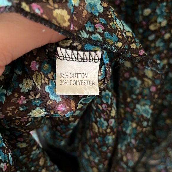 Mei Li Lin Blue Black Floral Mini Ruffle Dress XS/S P - Picture 9 of 10